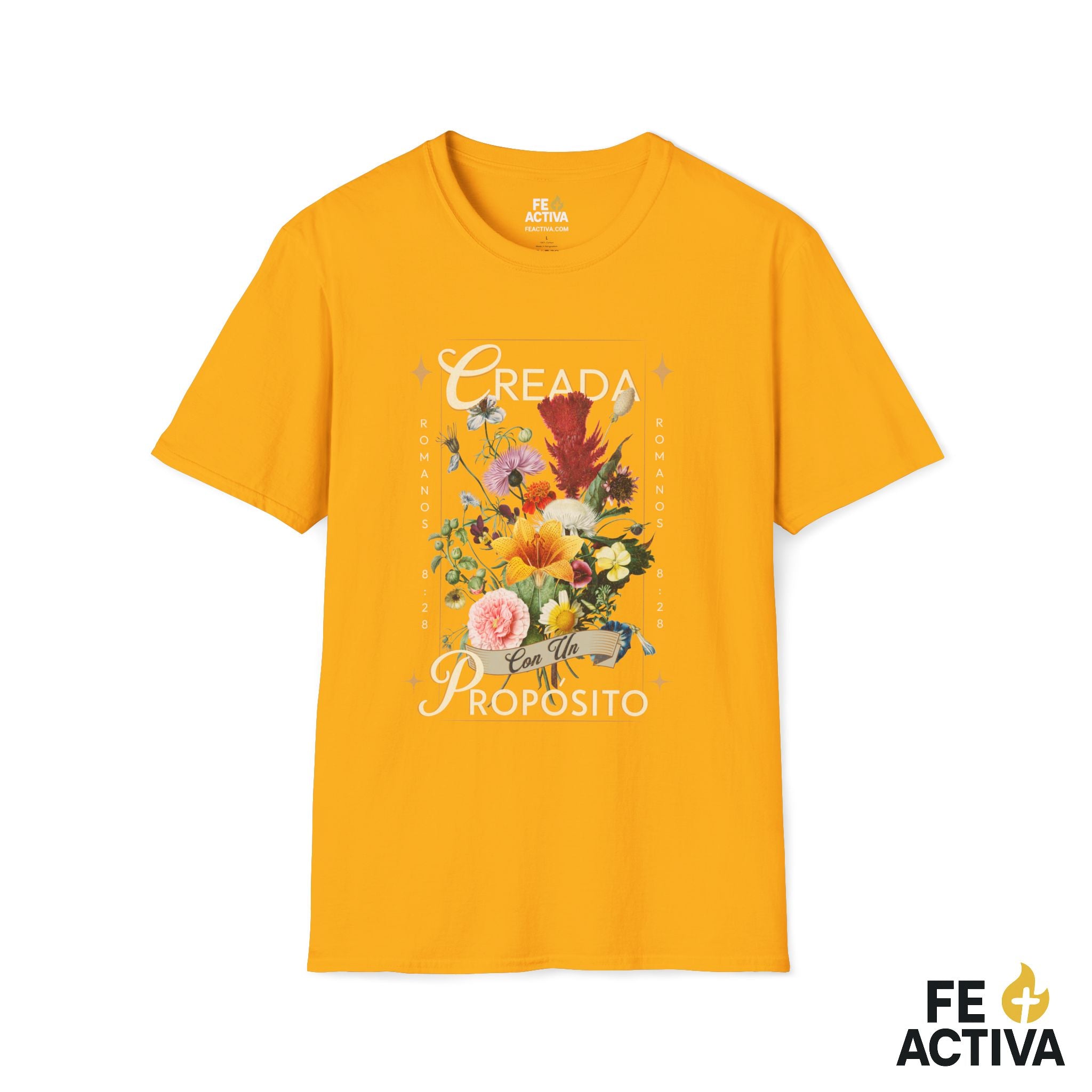 Creada con un Propósito – Romanos 8:28 | Camiseta Cristiana | Fe Activa