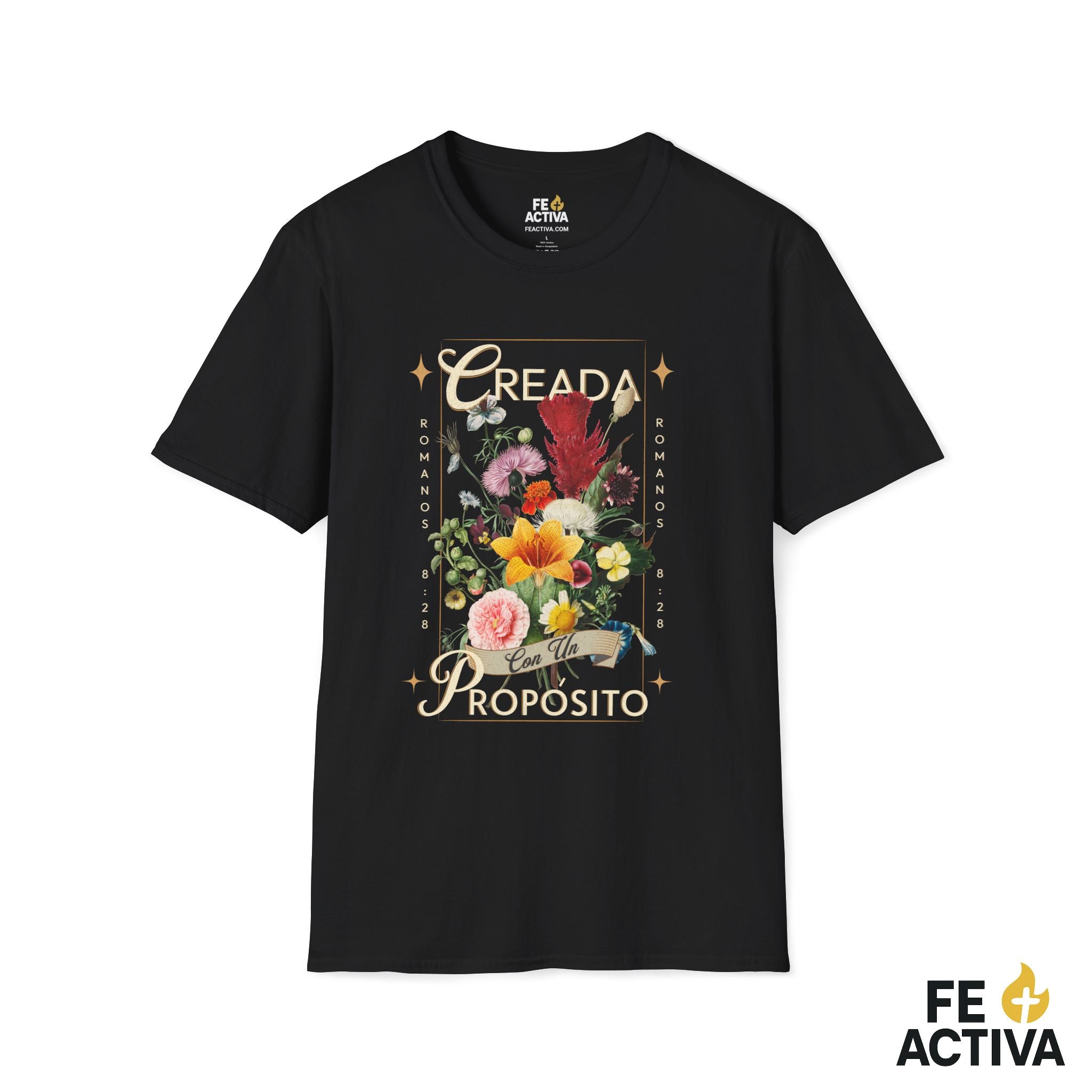 Creada con un Propósito – Romanos 8:28 | Camiseta Cristiana | Fe Activa