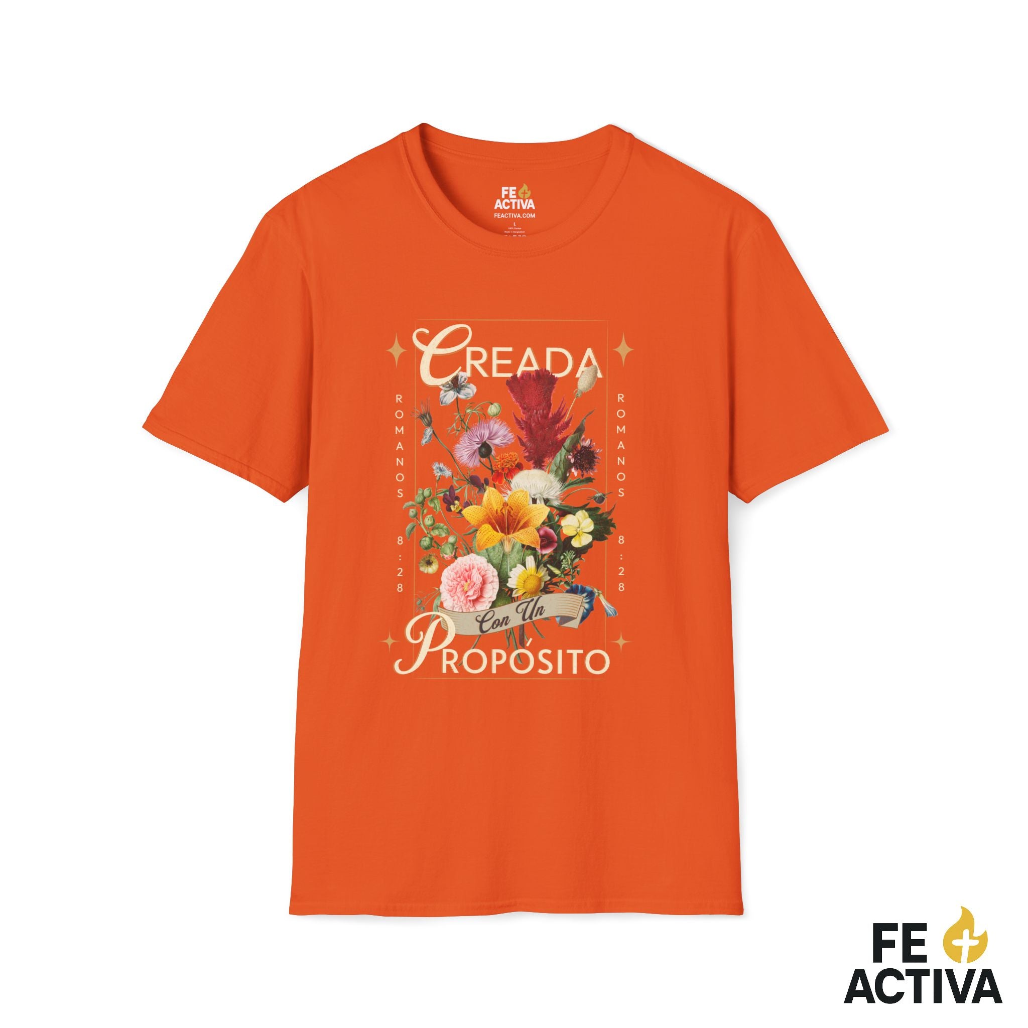 Creada con un Propósito – Romanos 8:28 | Camiseta Cristiana | Fe Activa