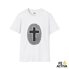 Mi Identidad en Cristo Jesus | Cruz y Huella dactilar  | Camiseta Cristiana | Fe Activa