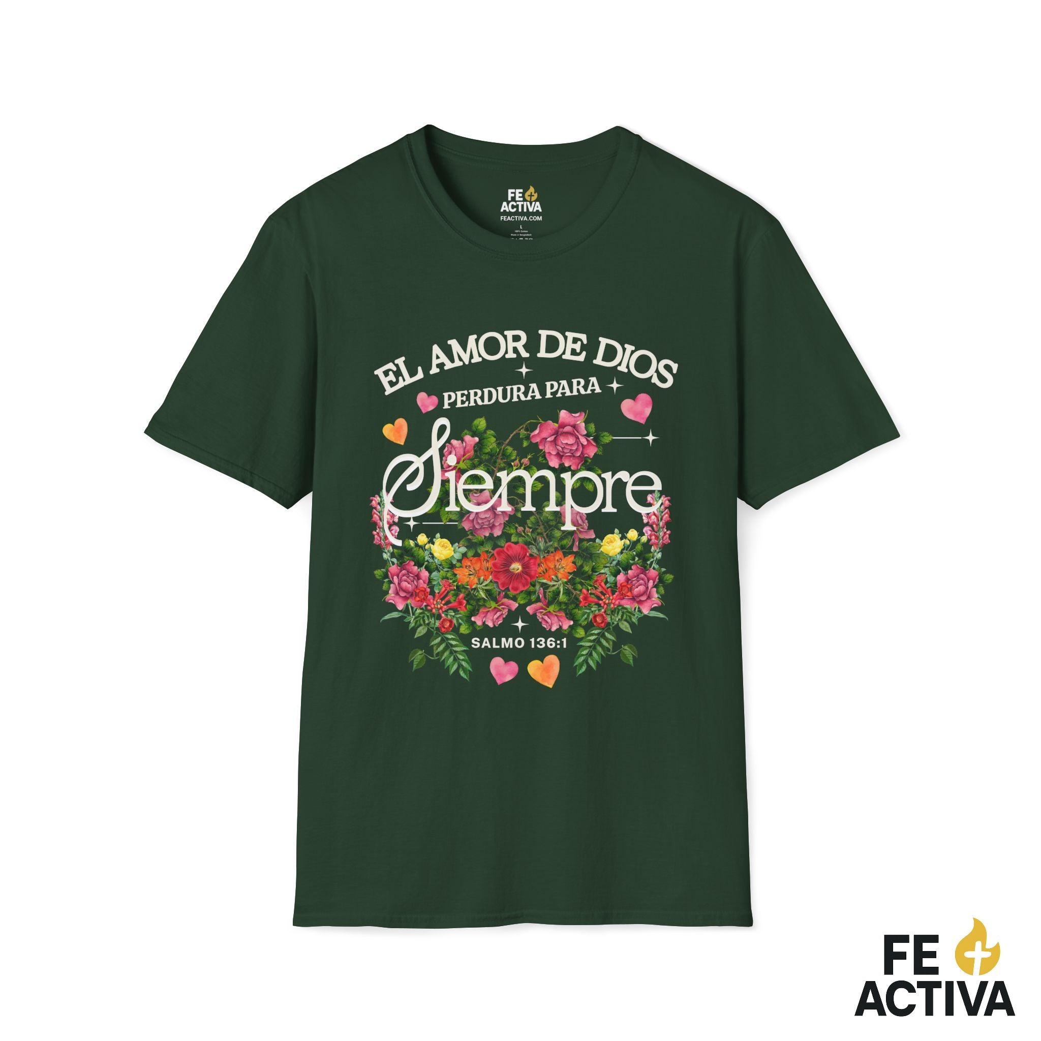 El Amor de Dios Perdura para Siempre – Salmo 136:1 | Camiseta Cristiana | Fe Activa