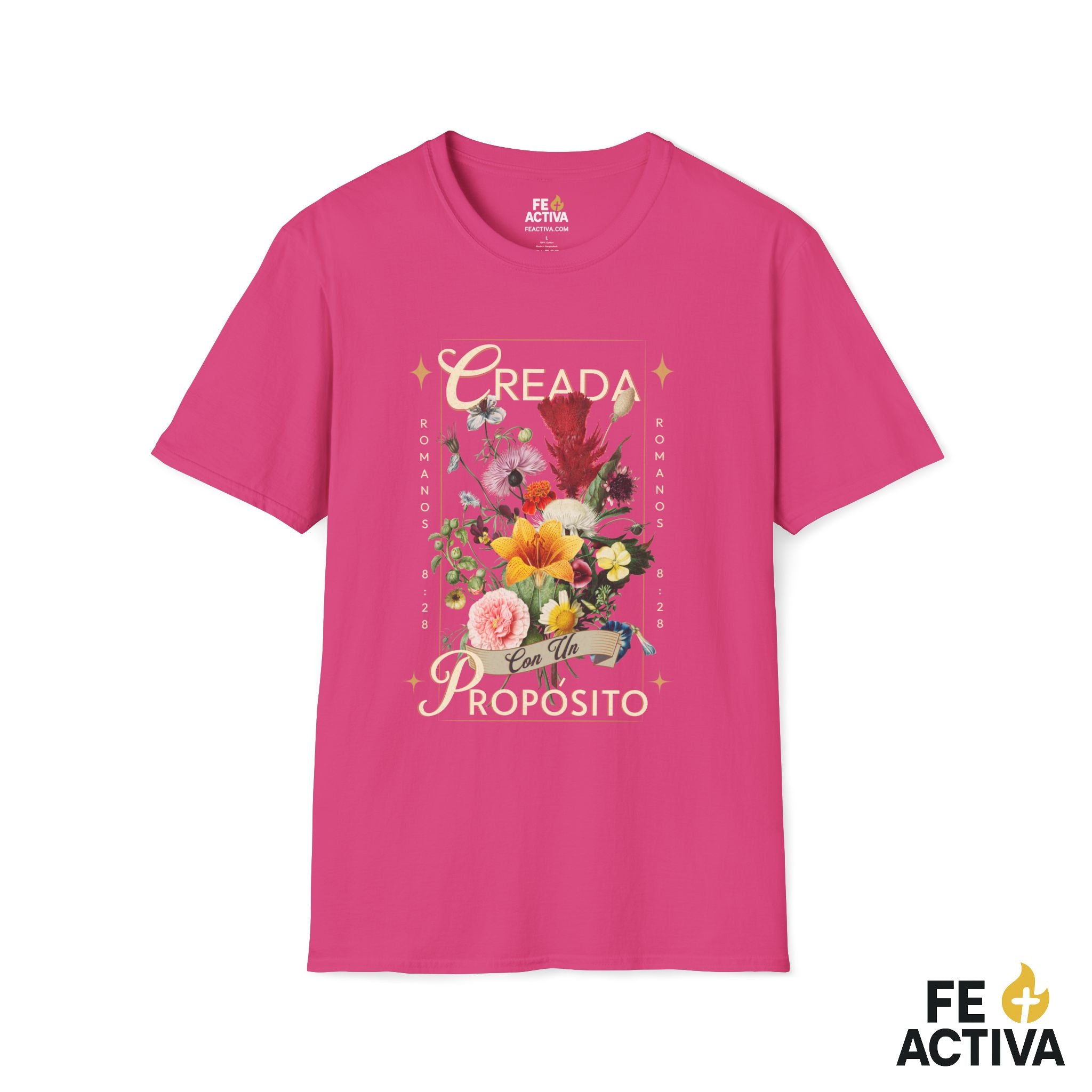 Creada con un Propósito – Romanos 8:28 | Camiseta Cristiana | Fe Activa