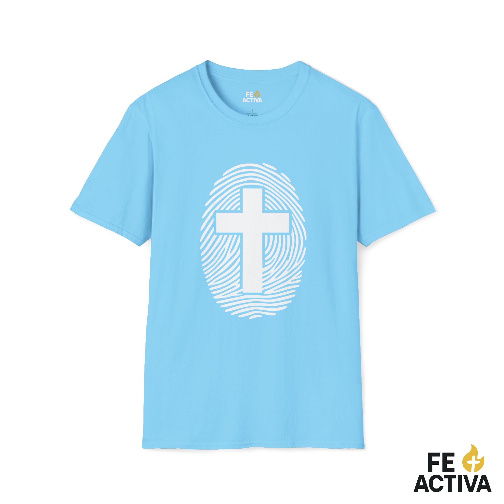 Mi Identidad en Cristo Jesus | Cruz y Huella dactilar  | Camiseta Cristiana | Fe Activa