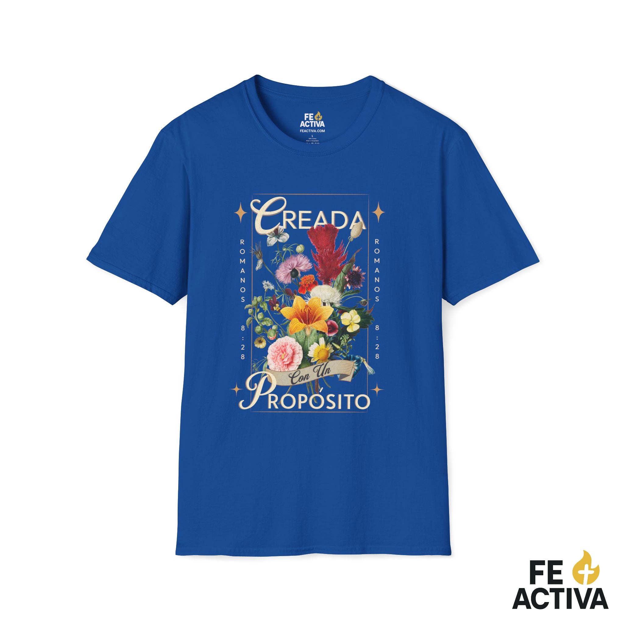 Creada con un Propósito – Romanos 8:28 | Camiseta Cristiana | Fe Activa