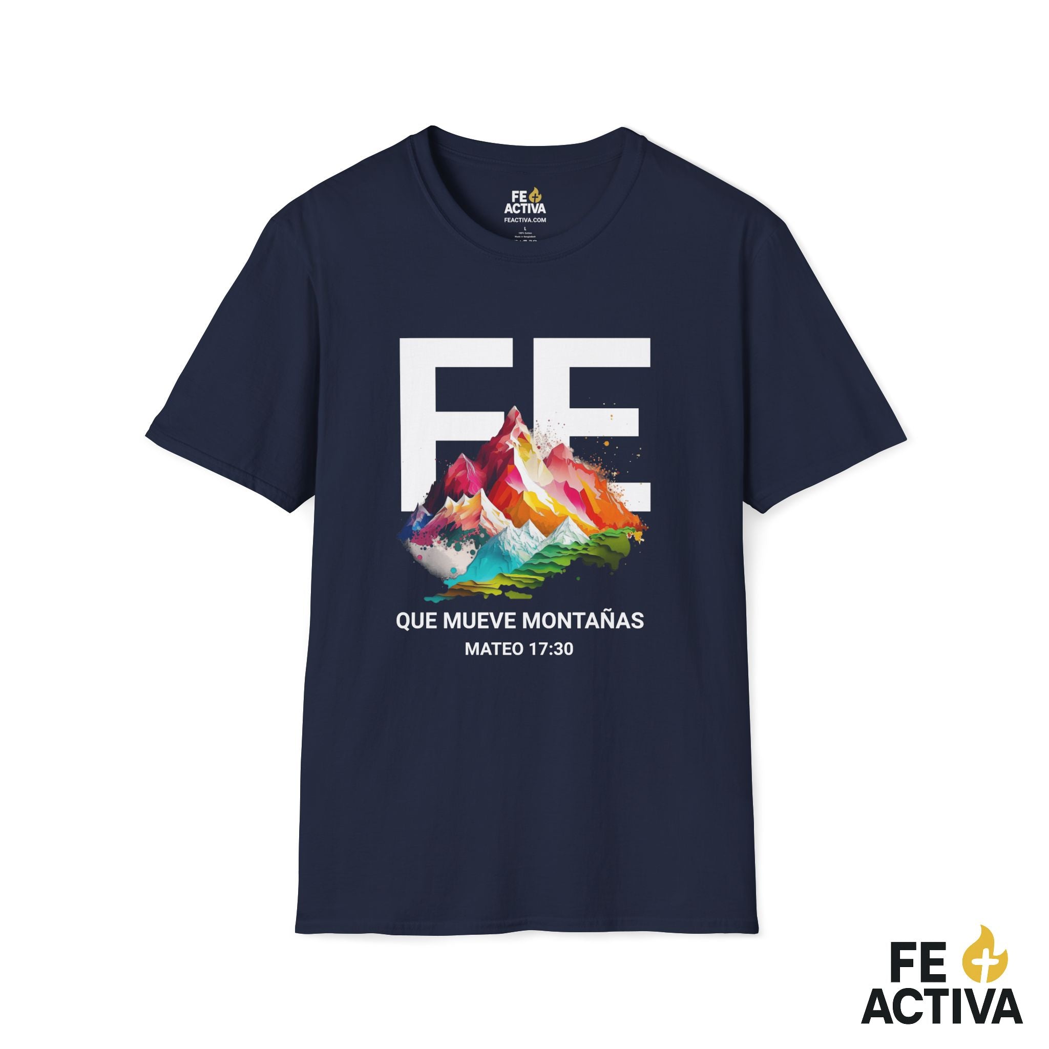 Fe que mueve Montañas - Mateo 17:20 | Camisetas Cristianas | Fe Activa