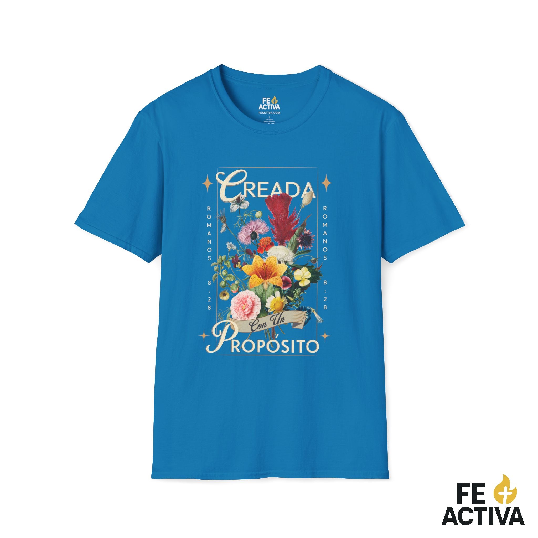 Creada con un Propósito – Romanos 8:28 | Camiseta Cristiana | Fe Activa