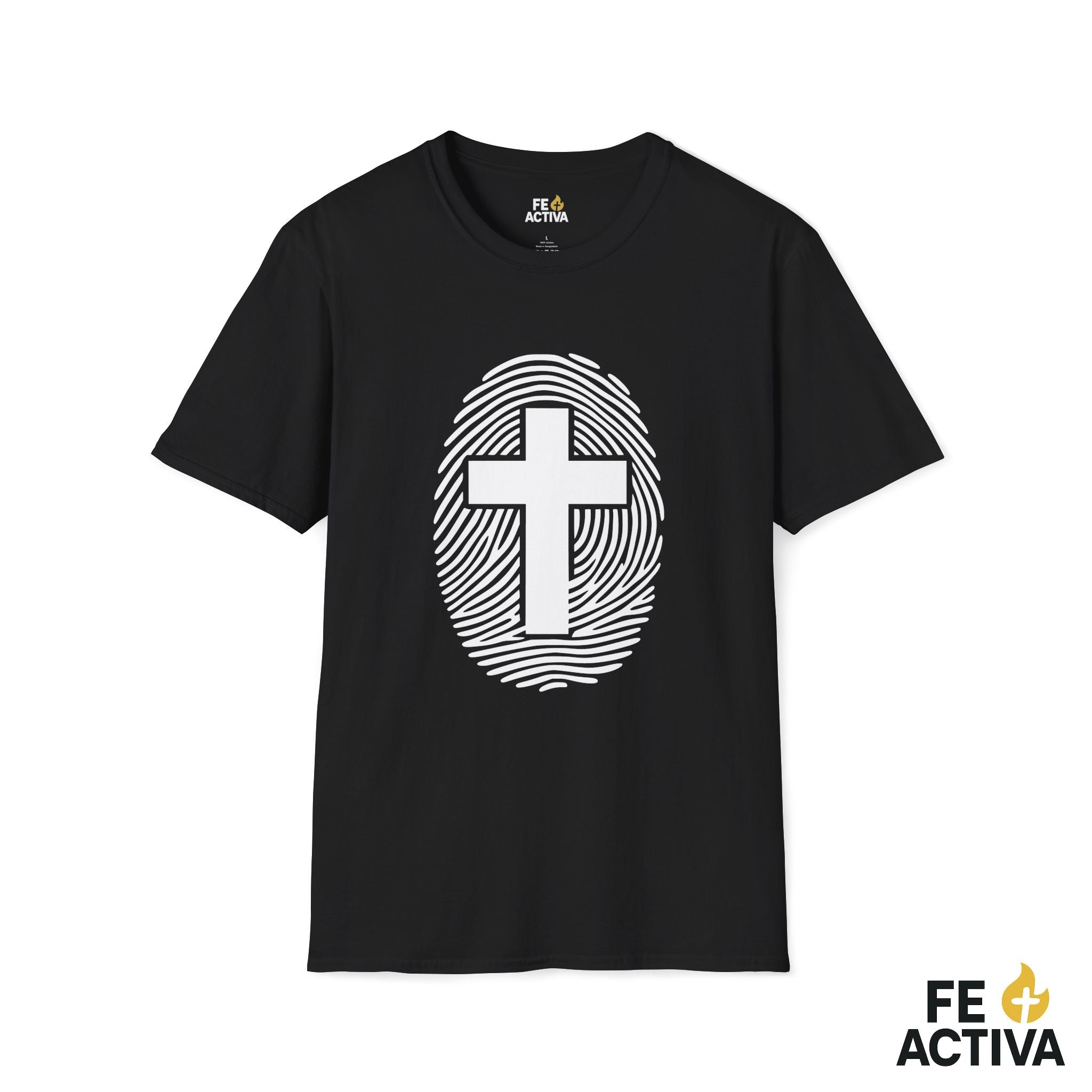 Mi Identidad en Cristo Jesus | Cruz y Huella dactilar  | Camiseta Cristiana | Fe Activa