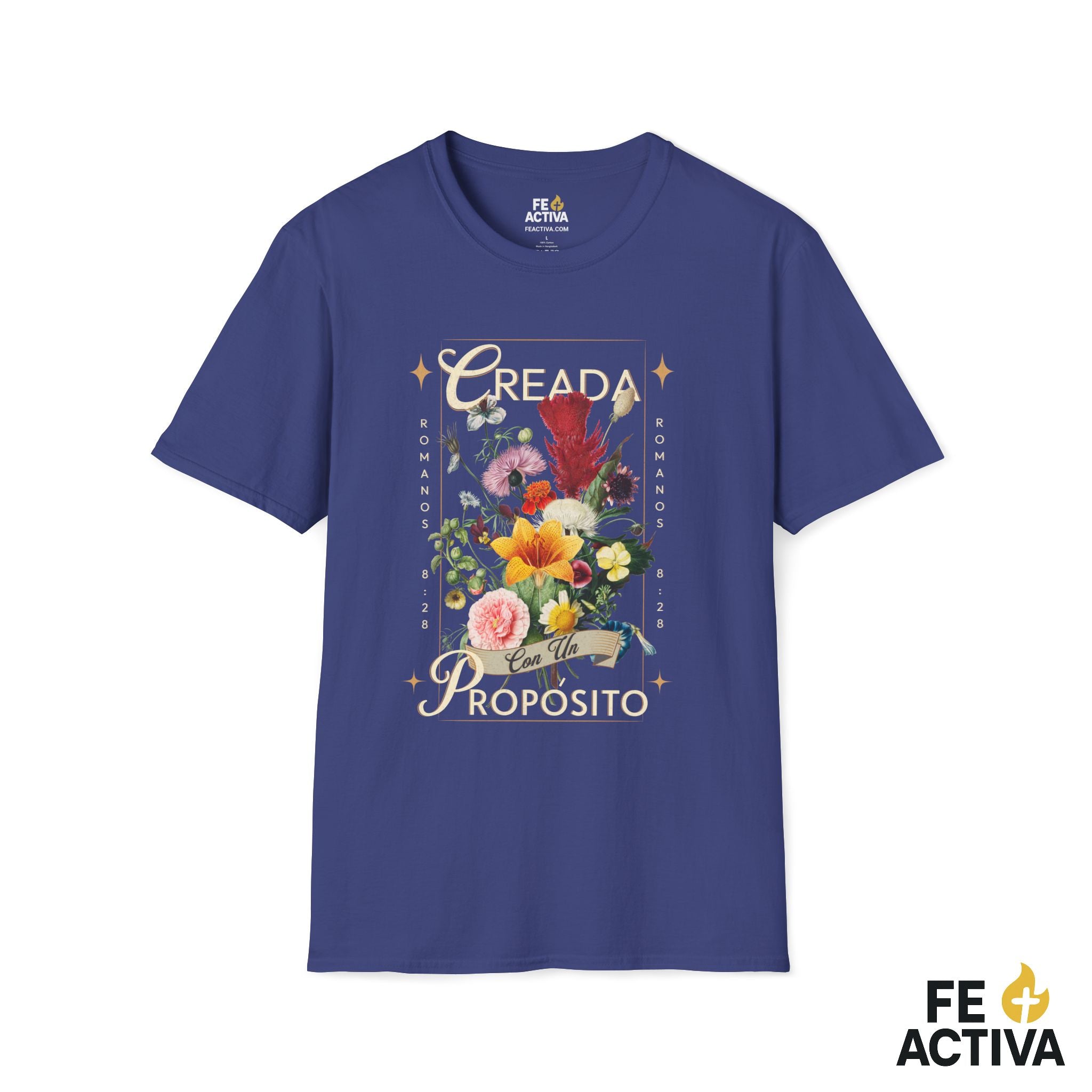 Creada con un Propósito – Romanos 8:28 | Camiseta Cristiana | Fe Activa