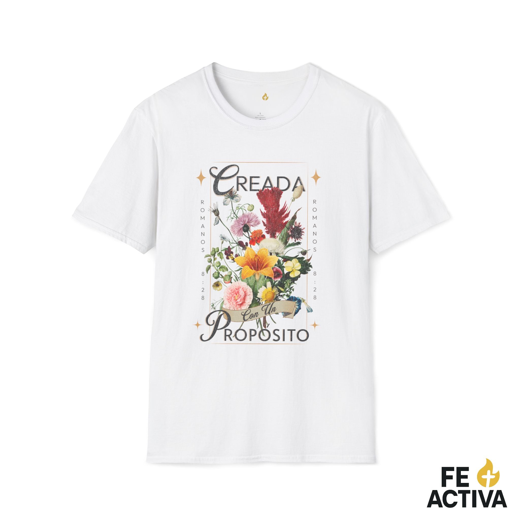 Creada con un Propósito – Romanos 8:28 | Camiseta Cristiana | Fe Activa
